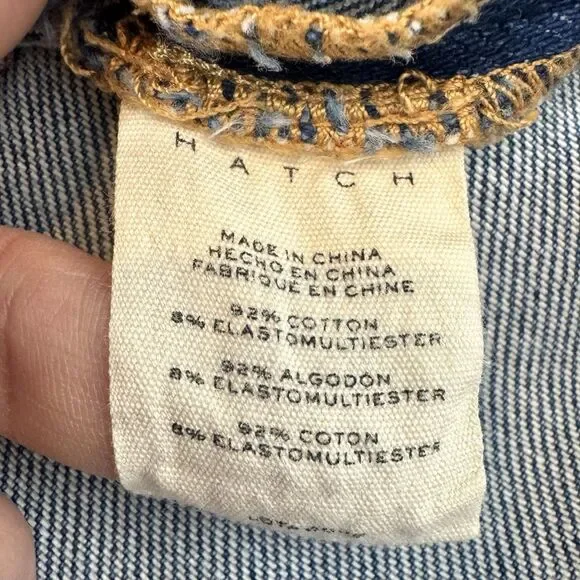 HATCH Maternity The Cut Off Denim Jean Shorts Size 30 Blue Distressed Stretch - Picture 8 of 9